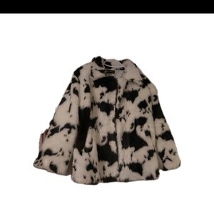 Y2K MOBWIFE Is Here Dark Brown and White Faux Fur Coat